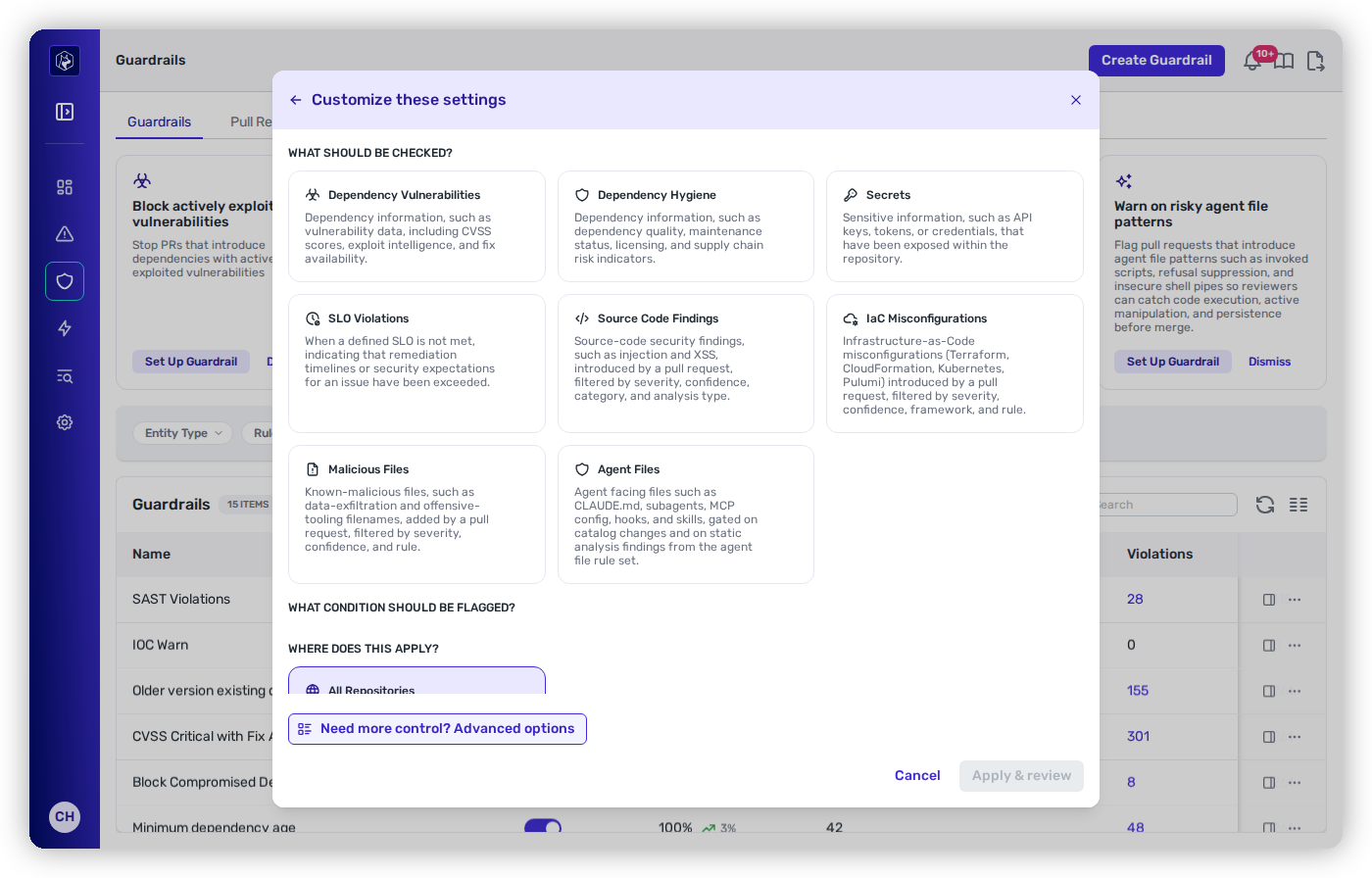 Customize settings.