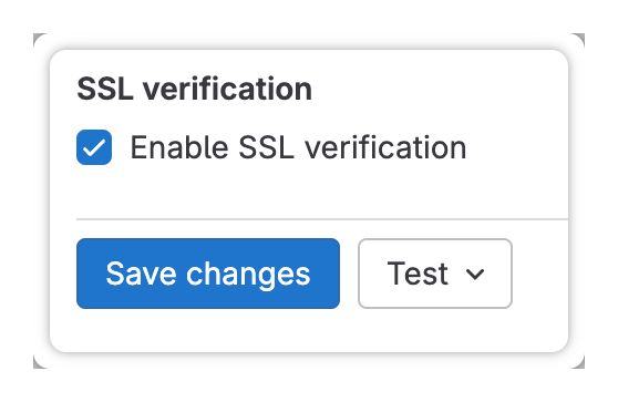 The Enable SSL verification checkbox on the GitLab webhook.