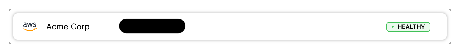 The Cloud Organizations list showing the newly added AWS organization with a green HEALTHY status.